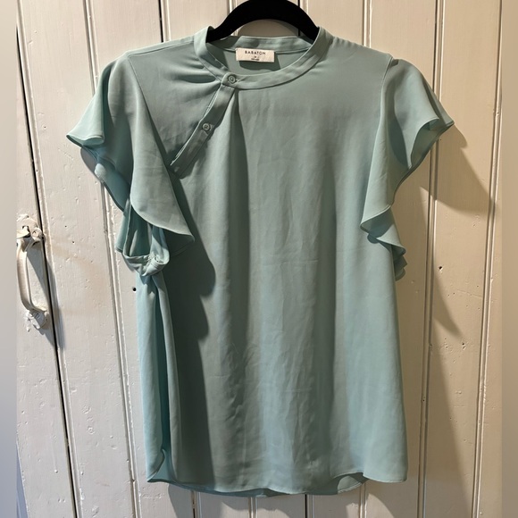 Aritzia Babaton Light Blue Ruffle Sleeve Blouse - Picture 2 of 8